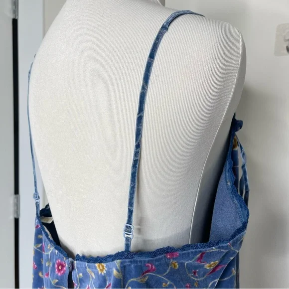 Vintage Victorias Secret Country Velour Velvet Ditsy Floral Lace Trim Tank Top - Picture 11 of 17